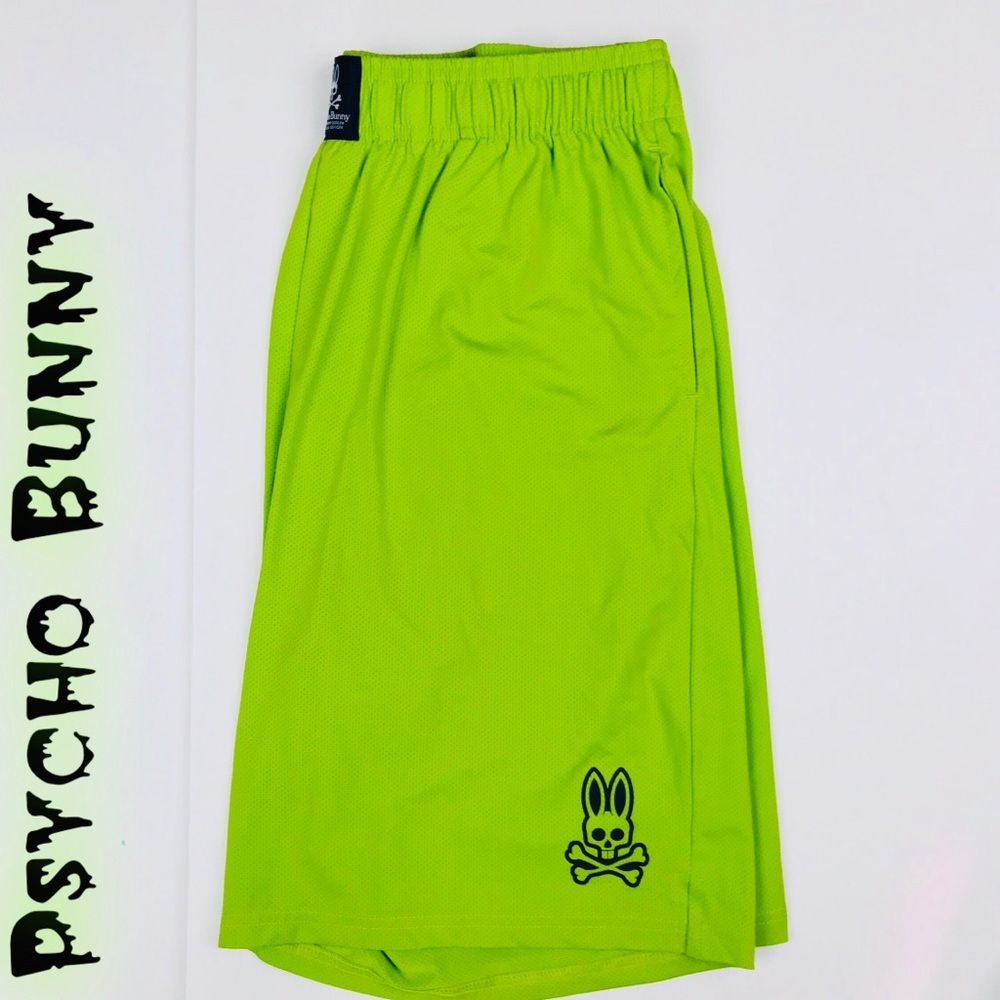 Psycho Bunny lime green men’s long Athletic shorts